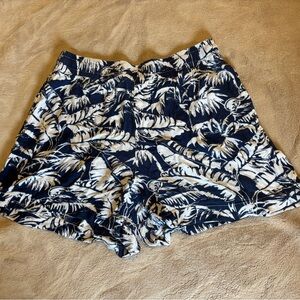 H&M Navy and White Leaf Print Women's Shorts